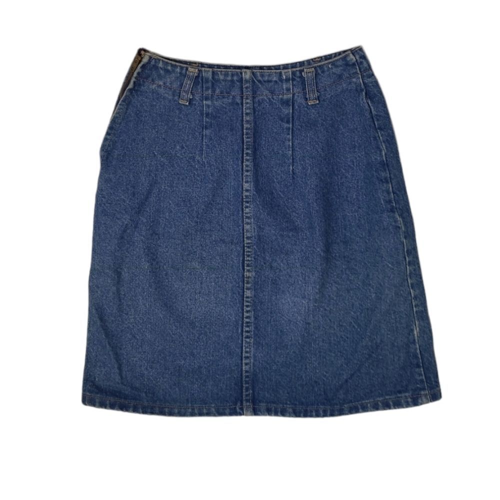 VINTAGE 90s denim high waisted mini skirt with side‎ zip XS